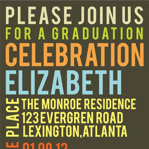 Picaboo 5" x 7" Flat Graduation Party Invitations (will award up to 15 designs!) Design por m&n