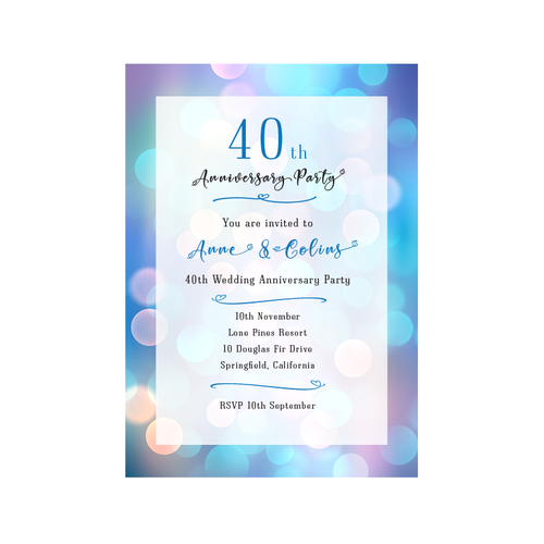 40th anniversary invitations