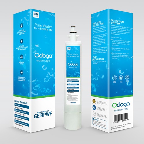 Looking for modern & luxurious redesign of water filter packaging Design by --Hero