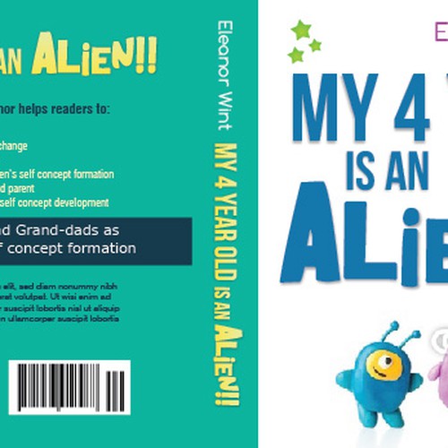 Create a book cover for "My 4 year old is An Alien!!" 10 Winning steps to Self-Concept formation Diseño de be ok