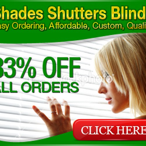 banner ad for Shades Shutters Blinds Diseño de MotiifDesign