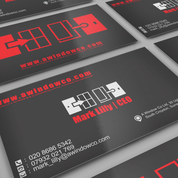 Flat design Business Card communicates products and choice at a glance.