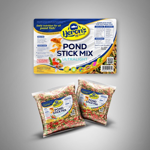 Designs | Design a product label for premium pond stick mix, fish food ...