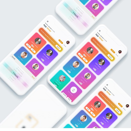 Playful and elegant app design for App Sitter screen time app Design by Analisamoreiras ✅