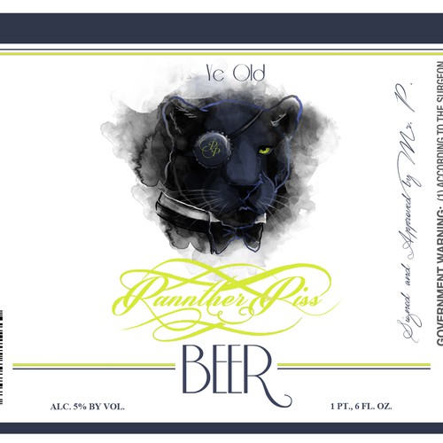 "Panther Piss" BEER Label - GuaranteedWinner - Blind, not private.   Get Pissed!   Design by Suxzero