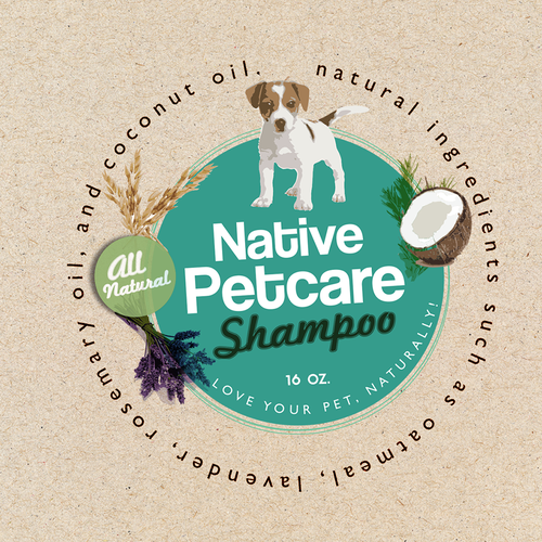 Create a clean, label for Native Petcare, an all-natural dog shampoo! Design by GMarie78