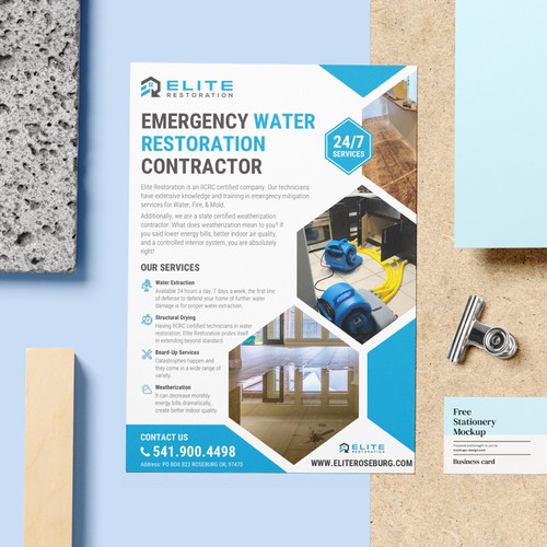 Emergency Water Restoration Flyer Design by Zarabrook