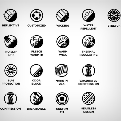 Create Fabric Technology Icons for Custom Sports Sleeves Design by Smaragds