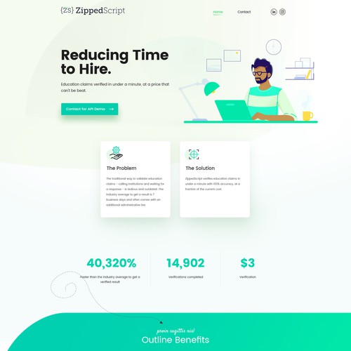 Design a Modern 1 page website for a software Startup! Design by Timefortheweb