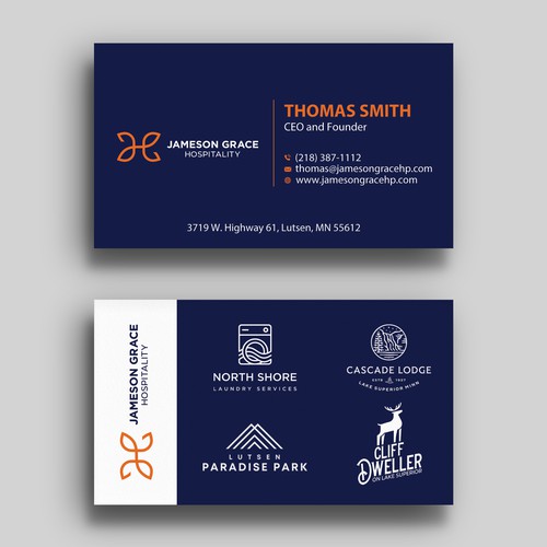 Create a modern and clean business card for a parent company with 4 subsidiaries Design by Rskylight