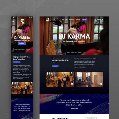 dj karma - playing good music since 2007 Design by ⚡️DesignBull⚡️