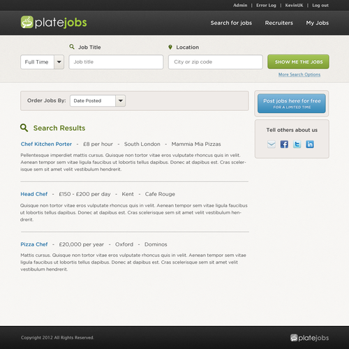 Create the next website design for PlateJobs Ontwerp door KimKiyaa