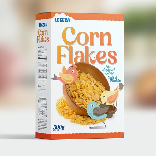 Premium cereal breakfast packaging (Corn Flakes) Design by Glerm Rubini