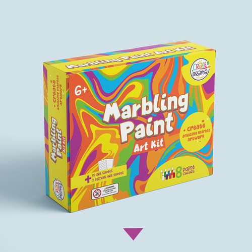 Design a colorful packaging for our new marbling paint art kit for kids Design by Noha.Akkad