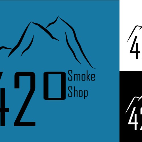 Create logo as the 42° is to look like 420 and then some mountains
and put "on the mountain" under smoke shop
 Design by Meh Man!