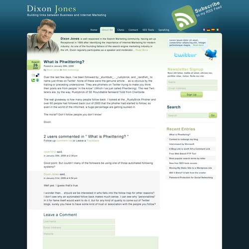 Dixon Jones personal blog rebrand デザイン by crearc