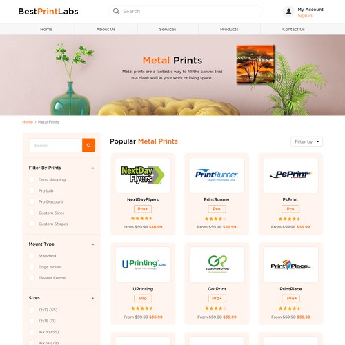 Design Print comparison website Design by Adventix