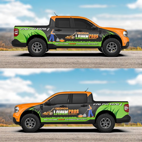 Need eye catching wrap designed for a lawn care company! Design by uwraps