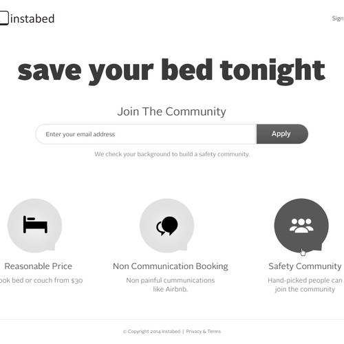 Landing page for simple, on-demand bed booking app Design by SpellWebDesign