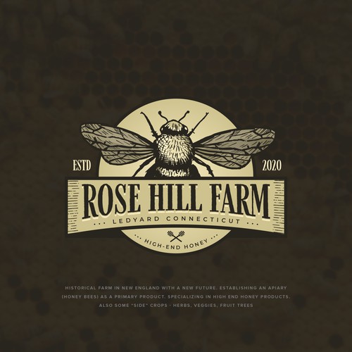 Historic New England Farm producing elegant honey ISO a legacy worthy logo Design by R A P