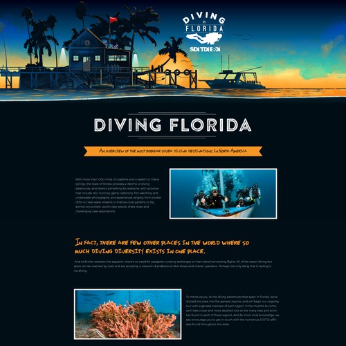 Make "wall of text" appealing for Diving in Florida web page. Design by BespokeDesign