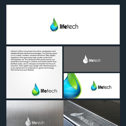 We turn air into clean drinking water. Design a sleek, sophisticated, fresh, clean, modern, green yet sexy logo for LifeTech デザイン by axehead