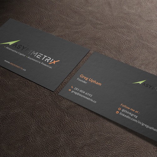 Design a cool, edgey but sophisticated business card for an alternative investment firm. Design von Roni_