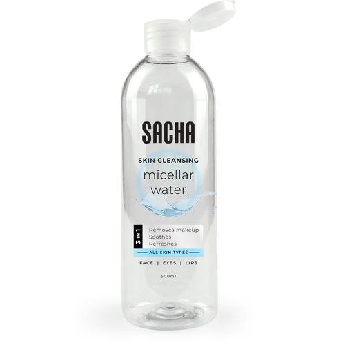 Sacha Micellar Water bottle 500ml Design by Tarek Salom