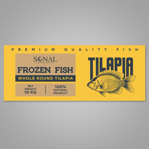 TILAPIA MASTER CARTON WITH YELLOW BACKGROUND Design by WolfBell
