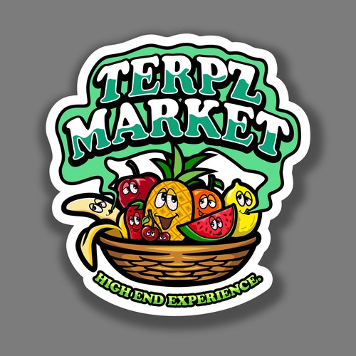 Design a fruit basket logo with faces on high terpene fruits for a cannabis company. Design por alsaki_design