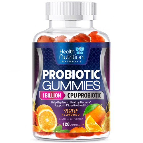 Healthy Probiotic Gummies Label needed for Health Nutrition Design réalisé par agooshe