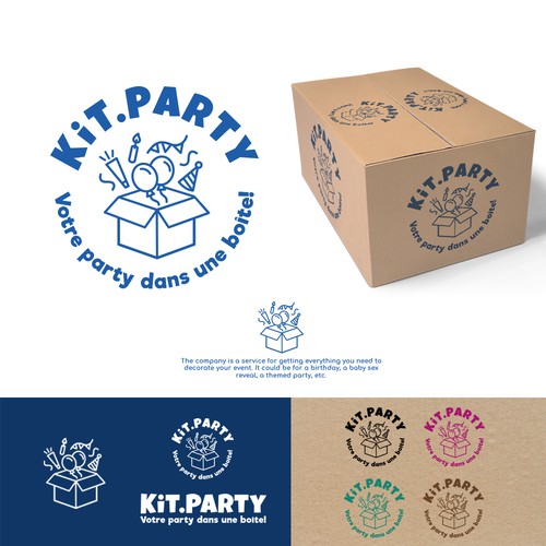 Design a fun logo for a businees offering a party in a box! Design by AdryQ