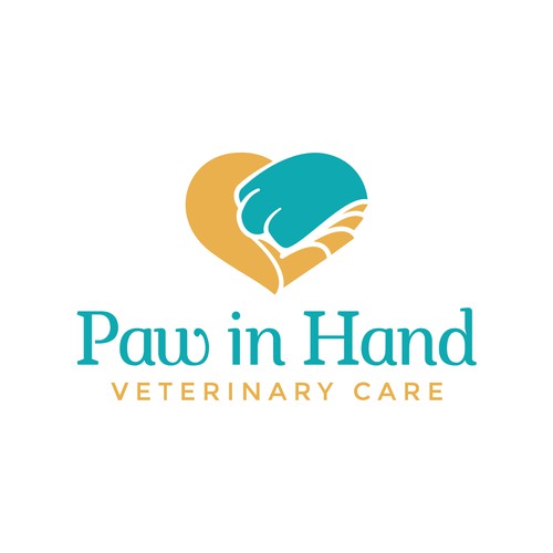 Small Vet Clinic needs a logo that expresses the human-animal bond: Paw in Hand Design by danoveight