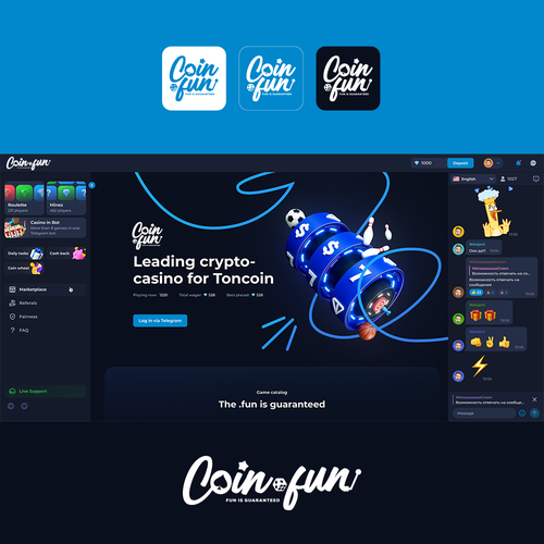 Coin.fun – Crypto Casino/Gambling Logo Design by Tom Joshua