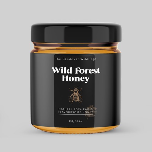 The Bees Need You! Wild Forest Honey Label Design. Design by rizal hermansyah