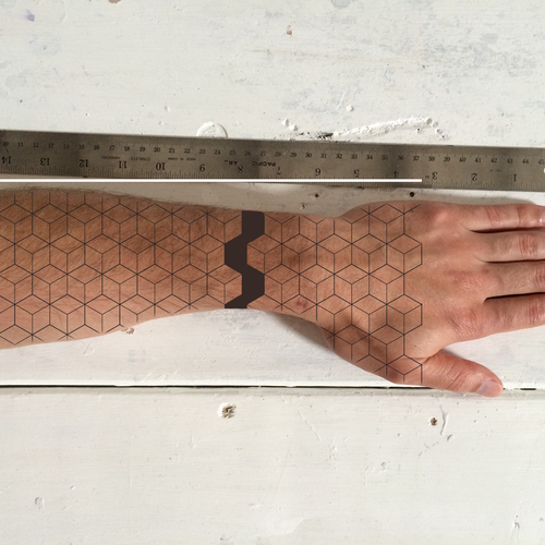 Design a functional tattoo for Ben Uyeda that turns his arm into a ruler Design by wopras