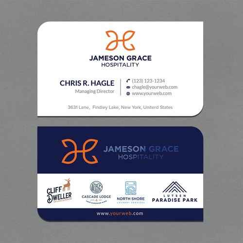 Create a modern and clean business card for a parent company with 4 subsidiaries Design by CurveSky™ ☑️