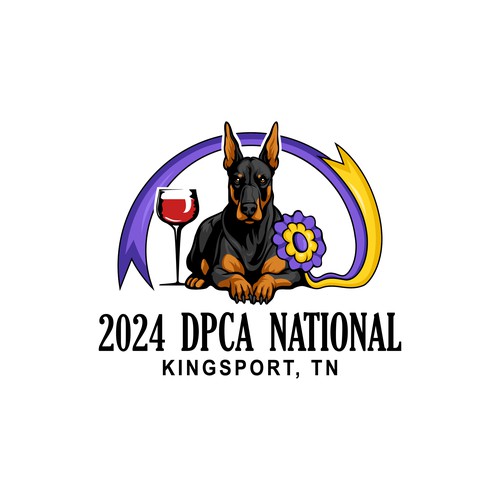 BRIGHTLY COLORED ELEGANT LOGO THAT INCLUDES A DOBERMAN WITH A WINNING ROSETTE Design by Timuș Valerian