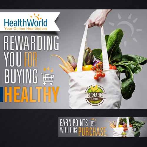 Rewards/Loyalty program banner ad for an online health store. Banner