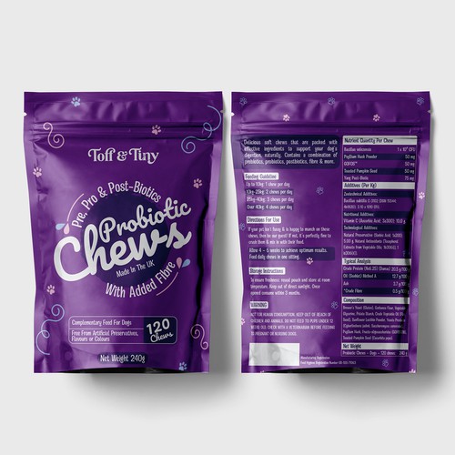 Pouch packaging design - Probiotic Chews for dogs Design by sadiaafrinrumky