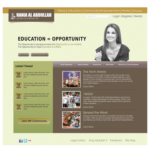 Queen Rania's official website – Queen of Jordan デザイン by miracle arts
