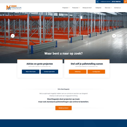 Creative website templates for a leading pallet racks company_ Meermagazijn Design réalisé par Aj3664