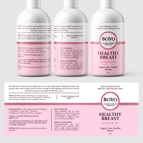 Diseño de design a classy, bold healthy breast massage oil label de ilonaGi