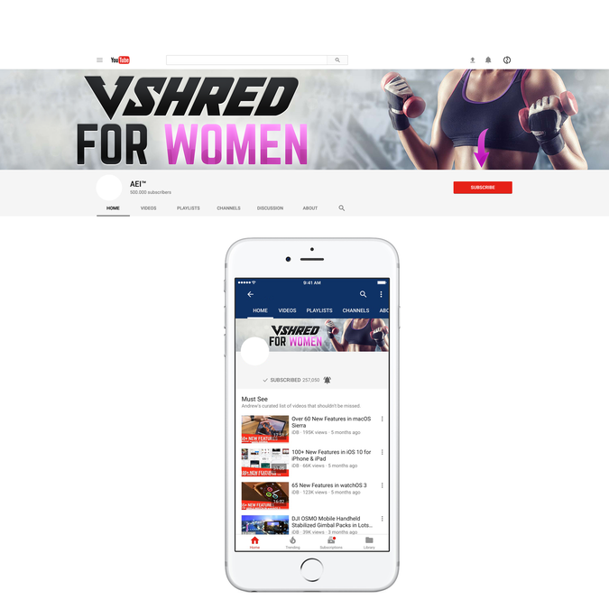 Female fitness Youtube banner battle! Social media page contest