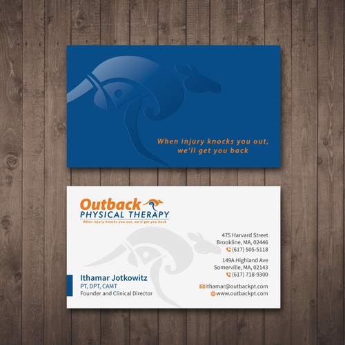 Business card for 2 clinic physical therapy office Design by Tcmenk