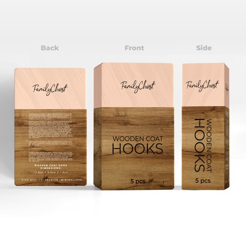 vintage style product packaging for wooden coat hooks for female target group Design by Avadisy