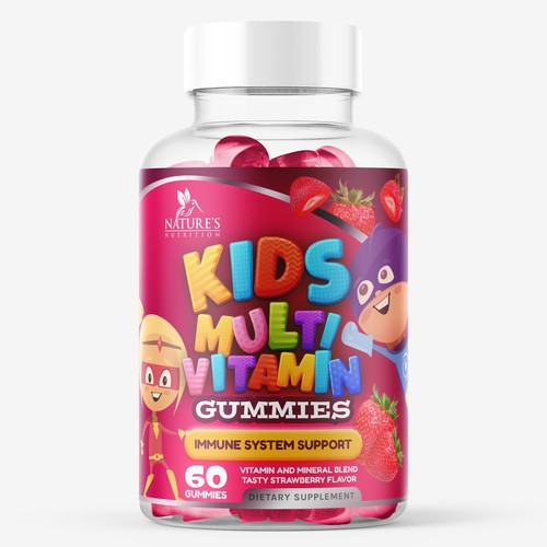 Tasty Kids Multivitamin Gummies Product Label for Nature's Nutrition Design by gs-designs