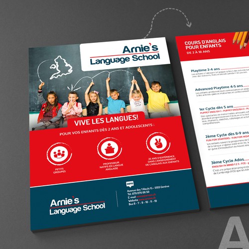Un Flyer Pour Arnie S Language School Postcard Flyer Or Print Contest 99designs