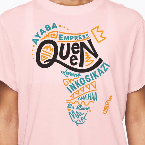 African Diaspora "QUEEN" Dialect T-Shirt Design Design by yulianzone