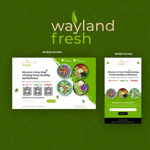 beautiful landing page of fresh healthy food